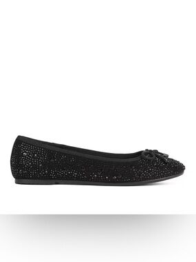 Jessica Simpson Black Crystal-Embellished Ballet Flat
